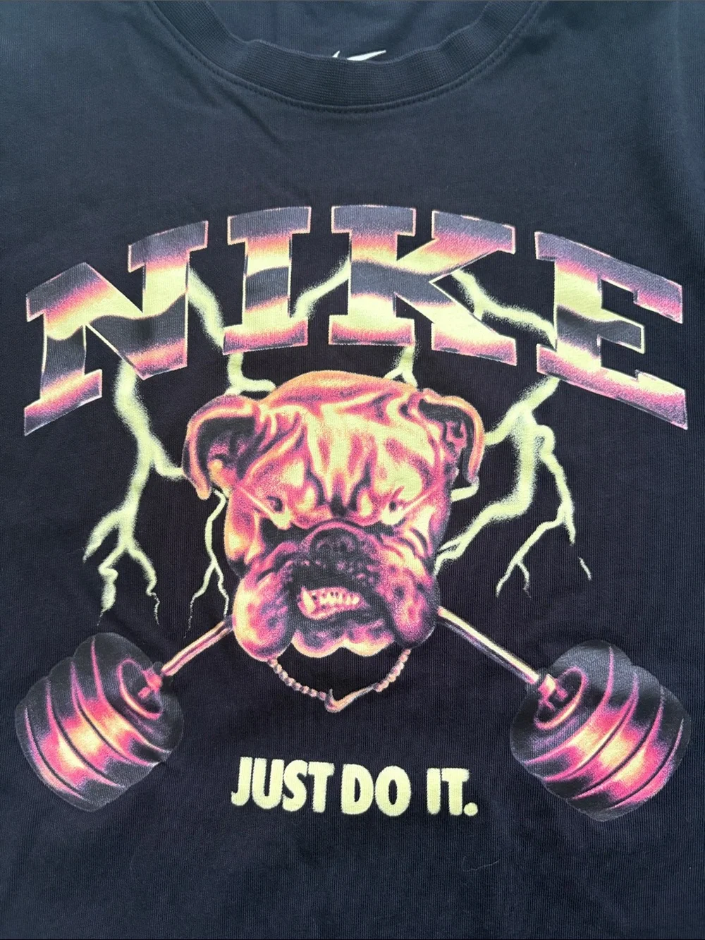 Nike Black Tee with Bulldog Graphic and Lightning